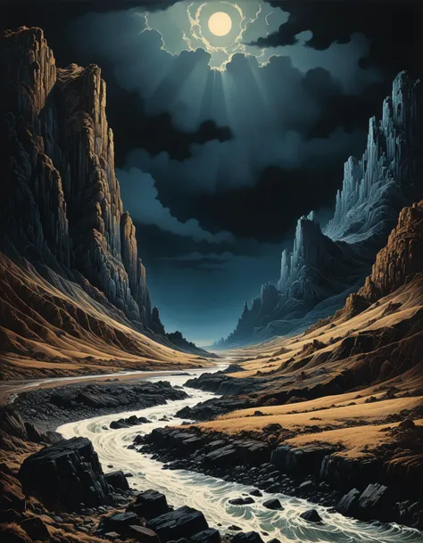 professional photograph of a stiff and panoramic scenery by Dom Qwek and Virgil Finlay and walker evans , bold lines, hyper detailed, dark limited palette, dramatic lighting, (intricate details, masterpiece, best quality:1.4),
<lora:add-detail-xl:1> <lora:xl_more_art-full_v1:0.5>