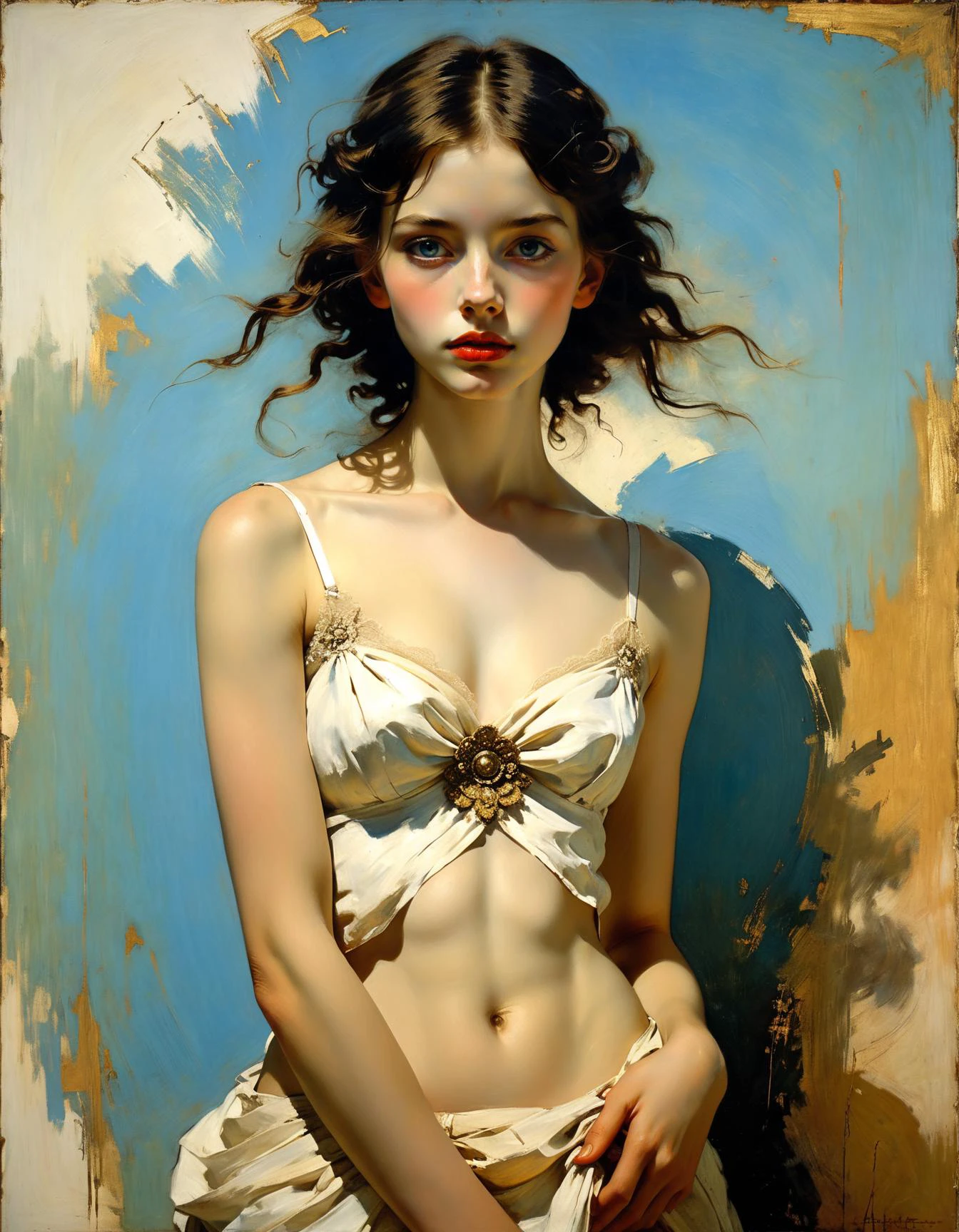 by Vivian Westwood and Abbott Handerson Thayer, (massive , nubile , masterful:1.4), poster art, bold lines, hyper detailed, expressive, award winning, (female:1.4), (intricate details, masterpiece, best quality:1.4),
looking at viewer, dynamic pose, wide angle view,
<lora:add-detail-xl:1> <lora:xl_more_art-full_v1:0.5> <lora:looking_at_viewer:2> <lora:MJ52:0.6>