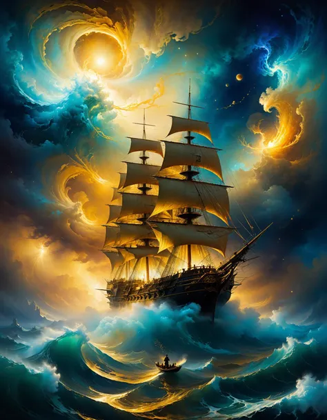 by Ivan Aivazovsky and Josh Adamski,  (golden , nebulous , masterful:1.4), poster art, bold lines, hyper detailed, expressive,  award winning,  (scenery:1.4), (intricate details, masterpiece, best quality:1.4),
looking at viewer, dynamic pose, wide angle view, dark limited palette, dramatic lighting,
<lora:add-detail-xl:1> <lora:xl_more_art-full_v1:0.5> <lora:looking_at_viewer:2>  <lora:SDXLFaeTastic2400:0.4>