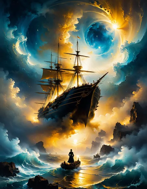 by Ivan Aivazovsky and Josh Adamski, (golden , nebulous , masterful:1.4), poster art, bold lines, hyper detailed, expressive, award winning, (scenery:1.4), (intricate details, masterpiece, best quality:1.4),
looking at viewer, dynamic pose, wide angle view, dark limited palette, dramatic lighting,
<lora:add-detail-xl:1> <lora:xl_more_art-full_v1:0.5> <lora:looking_at_viewer:2> <lora:SDXLFaeTastic2400:0.4>