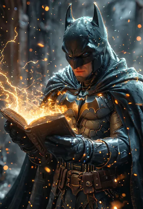 score_8_up,score_7_up,score_6_up,realistic,lifelike,raw photo,(batman:1.3),batman holding a spellbook,(helmet:1.2),Angry,dc universe,detailed eyes,powerful electric thunder ball spells,spellbook,magic,sparkly,cinematic,atmospheric,amazing spaceship fantasy setting,epic,HKMAGIC,action pose,<lora:Fantasy_Wizard__Witches_SDXL:0.9>,<lora:zavy-cntrst-sdxl:1>,dark,chiaroscuro,low-key,luminous neon lights,luminescence,<lora:glowneon_xl_v1:0.8>,