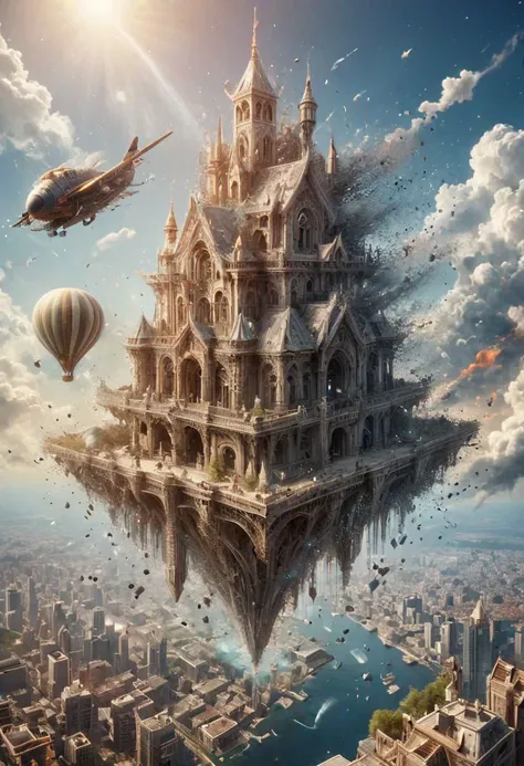 (masterpiece, best quality, ultra-detailed:1.2), building, flying in the sky, fantasy, high detailed, 8k