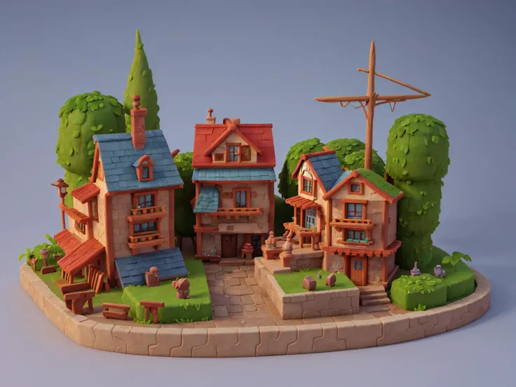 masterpiece, best quality, 3d,toon,mini landscape,