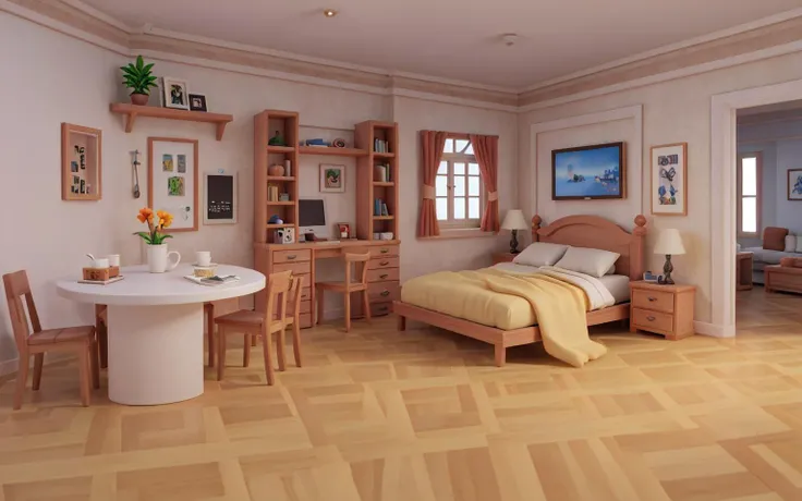 masterpiece, best quality,3d,indoor,home