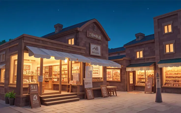 masterpiece, best quality, outdoors,night,shop