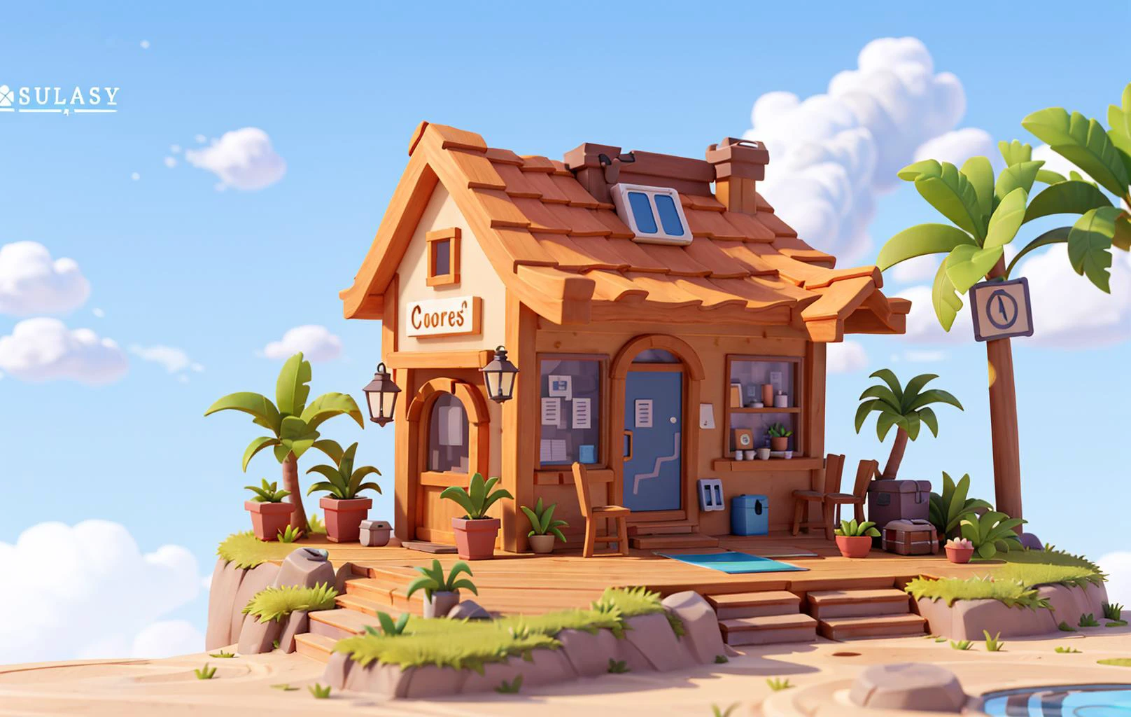 (miniature cityscape), (isometric: 1), cartoon style, (sandbox game style), (white background), best quality, florist, glass flower house, coffee house, flowers, dining table, chairs, lighting, clear sky, outdoor, landscape, clouds, sky, sign, road, grass, potted plant, street light, 3D, 8k, HDR, high definition, cinematic grain. Blue sky, white clouds, small trees, clean background <lora:Lovely house:0.4> <lora:perfectColor_v10:0.7>