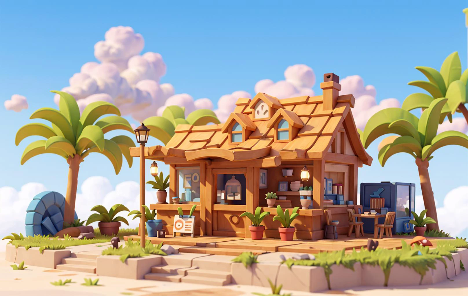 (miniature cityscape), (isometric: 1), cartoon style, (sandbox game style), (white background), best quality, florist, glass flower house, coffee house, flowers, dining table, chairs, lighting, clear sky, outdoor, landscape, clouds, sky, sign, road, grass, potted plant, street light, 3D, 8k, HDR, high definition, cinematic grain. Blue sky, white clouds, small trees, clean background <lora:Lovely house:0.4> <lora:perfectColor_v10:0.7>