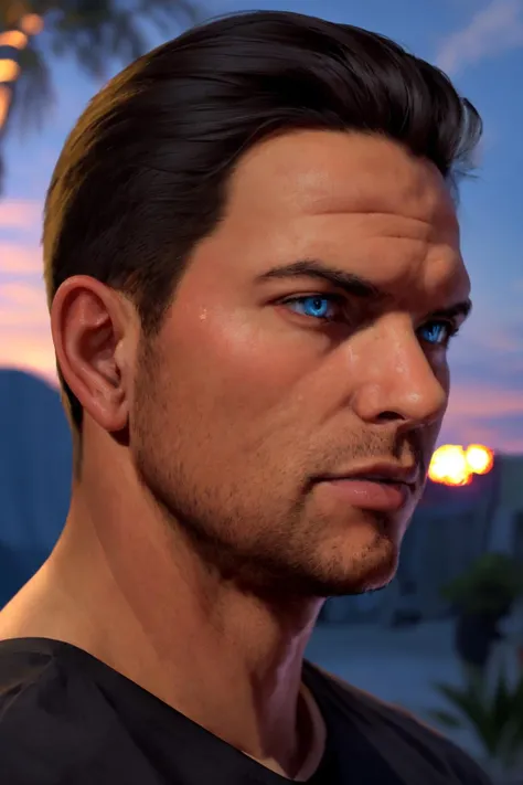 2d, masterpiece, best quality, anime, highly detailed face, highly detailed background, absurdres, perfect lighting,
close-up photo of <lora:Ryan DI2 v2:.8> Ryan, Mature Male, Black Hair, Blue Eyes, Muscular, Black Firefighter shirt, detailed eyes, worried eyes, sweaty,( looking at viewer:1.1), open mouth, surprised,
Los Angeles, Palm Trees, Bright Sky,