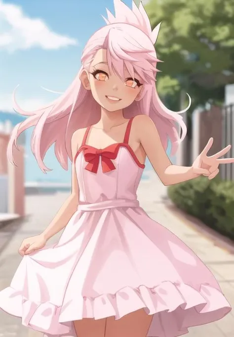 <lora:chloe_von_einzbern:0.8>, chloe_von_einzbern, smile, dress