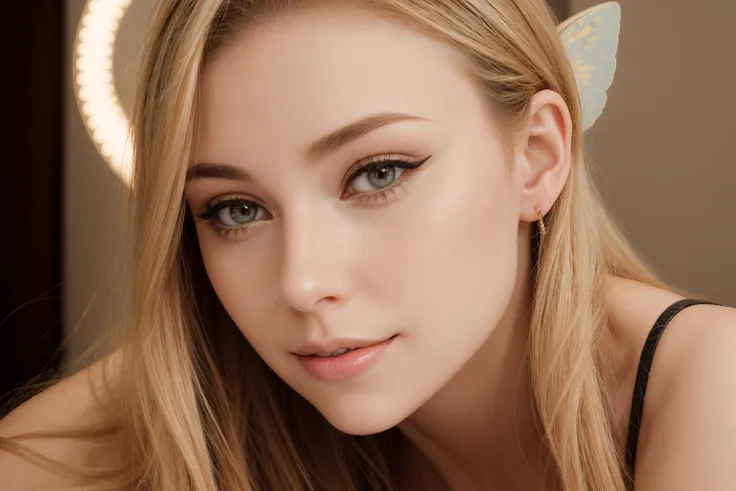 close up studio photo of blonde woman in glamour magazine photoshoot, colorful makeup, beauty lighting, butterfly lighting, epiCRealism <lora:thedizzykitten_sd15_512_128_64_v1:0.9> <lora:DetailedEyes_V3:0.7>