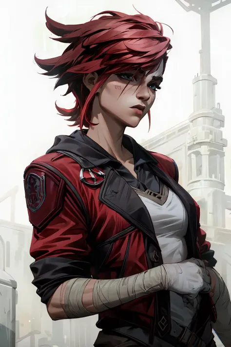 best quality, masterpiece, 4k, <lora:add_detail:1>, <lora:GoodHands-vanilla:1>, v1101, <lora:vi-06:1>, red jacket,