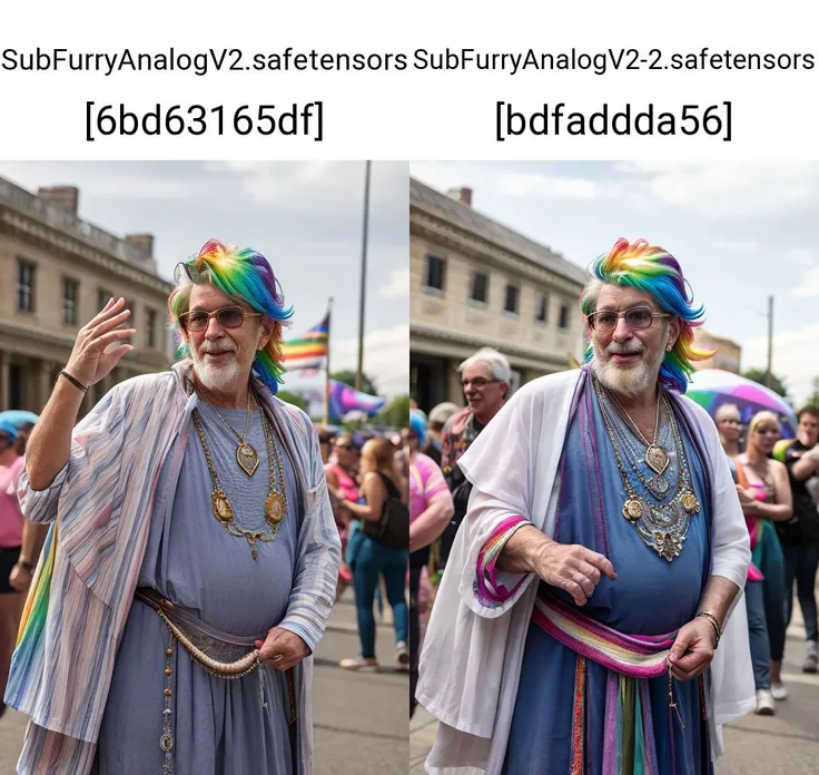 sfw, raw photograph of a wizard at a pride parade, elderly male, rainbow hair, cosplay, transgender pride colors
