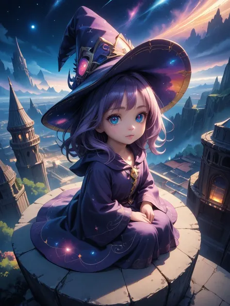 score_9, score_8_up, score_7_up,
intricate details, extreme detail,
very aesthetic, abstract, surreal,
extreme contrast,
colorful,
the most adorable,
(Solo:1.4), detailed eyes, (very close-up on eyes), side of face,
solo, female, cute, baggy wizard robe, wizard hat, baggy long sleeves,
nighttime, night,
sitting, view from above,
sparkling, cliff side, over a city,
Detailed face, beautiful, Expressive,
<lora:Painted_World_-_Pony:0.8>
