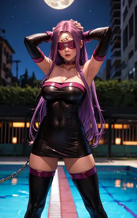(((1 girl))) short hair, earings ,glossy lips ,team rocket uniform, red letter R, white skirt, white crop top, black thigh-high boots, black elbow gloves, evil smile, looking at viewer, cowboy shot, arms crossed, full body photo Mercedes von Martritz (Fire Emblem: Three Houses)