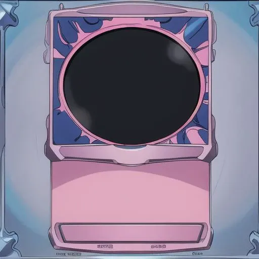 masterpiece, best quality, a blank trading card, blue and pink, 80's anime style, with a title box, a black drawing frame, and a simple text box and some card statistics <lora:ccg2-000060:0.9>