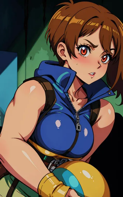 (anime screencap:1.3), (medium full shot:1.2), (MILF, mature owman, auntie:1.3), dieselpunk style, neon, dystopian, vibrant, reminiscent of dieselpunk genre, (upper body shot:1.2), dramatic style, 1girl, (gigantic breasts:1.1), (officer clothes:1.2), dieselpunk, (dieselpunk city:1.2), Perfect hand, Detailed hand, (RAW Photo, absurdres, high quality, best shadow, masterpiece:1.33), <lora:Hand v3 SD1.5:0.5>, <lora:busty-saggy-main_v0.5:0.9>