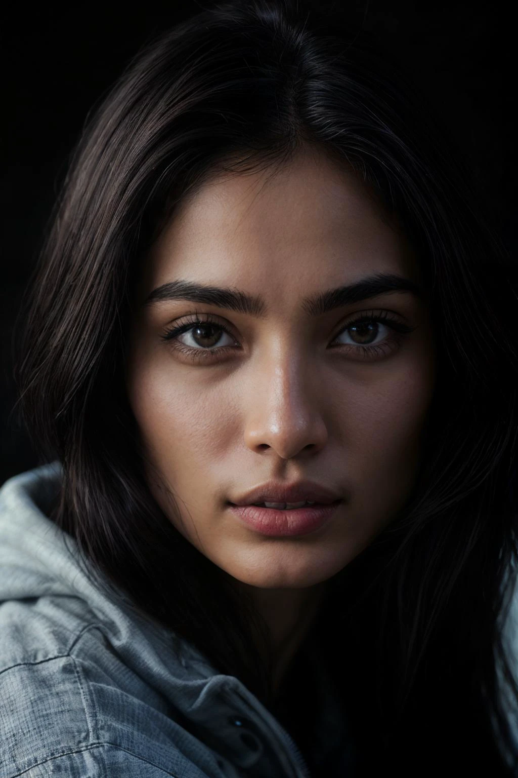 closeup portrait photograph of embedding:RajaniCipher, photo by Richard Avedon, Patrick Demarchelier, Steven Meisel, Canon EOS R6, 135mm, 1/1250s, f/2.8, ISO 400, (analog:1.2), , (embedding:utility\PA7_Portrait-ECU.pt:0.5)