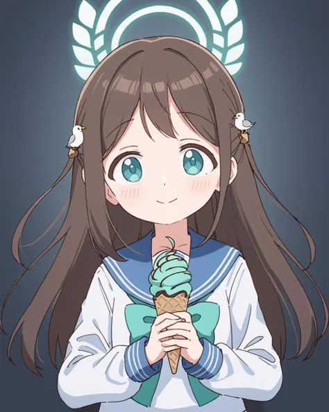 airi \(blue archive\),1girl, v, ice_cream, halo, serafuku, smile, solo, ice_cream_cone, looking_at_viewer, hair_ornament, blue_sailor_collar, holding, seagull, bow, long_sleeves, upper_body
<lora:airi_(blue_archive)_image38_batch3_v1:1>,halo,. gorgeous,key visual, vibrant, studio anime,award-winning, professional, highly detailed,high budget, cinemascope