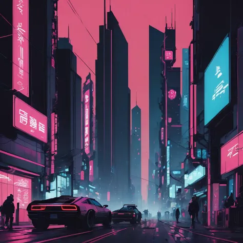 cyberpunk city, high tech, cyber wear, realistic, science fiction, lineart, flat colors,  <lora:lineartSDXL:1>