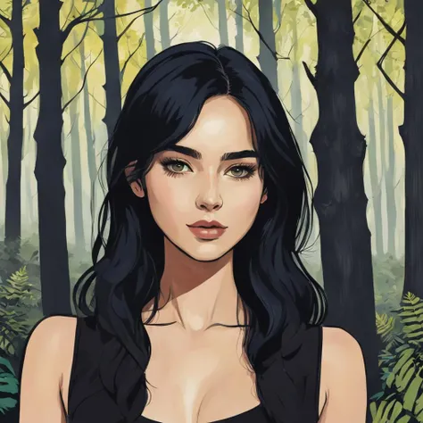 1girl, 25 years old, beautiful forest, (detailed:1.3),masterpiece, realistic, dark,, flat colors, <lora:lineartSDXL:1>