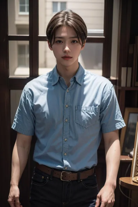 (8k, RAW photo, best quality, masterpiece:1.2),(realistic, photo-realistic:1.37),1boy,short hair,cowboy shot,