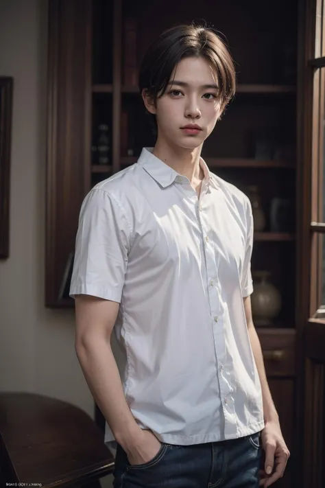 (8k, RAW photo, best quality, masterpiece:1.2),(realistic, photo-realistic:1.37),1boy,short hair,cowboy shot,