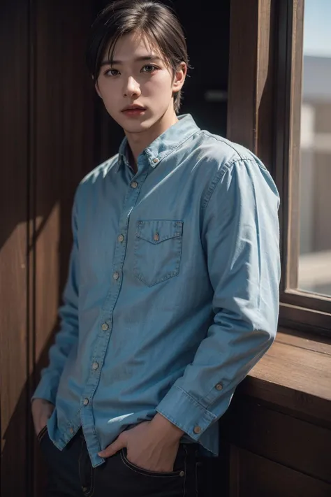 (8k, RAW photo, best quality, masterpiece:1.2),(realistic, photo-realistic:1.37),1boy,short hair,cowboy shot,