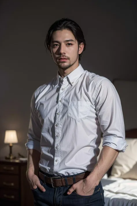 (8k, RAW photo, best quality, masterpiece:1.2),(realistic, photo-realistic:1.37),1boy,short hair,short beard,cowboy shot,