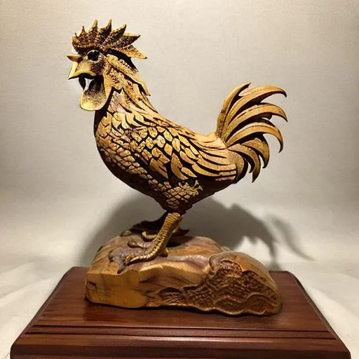 <lora:woodcarvingcd-000008:0.7>, woodcarvingcd, rooster