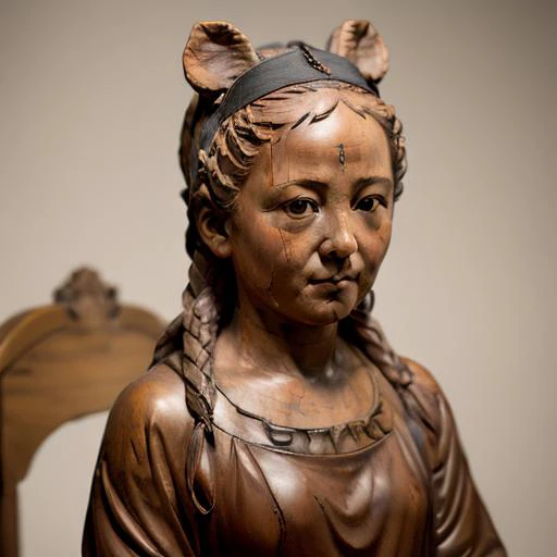 <lora:woodcarvingcd-000008:0.8>, woodcarvingcd, portait of a girl, cute face