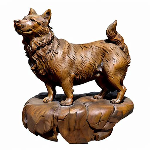 <lora:woodcarvingcd-000007:0.9>, woodcarvingcd, wooden dog statue