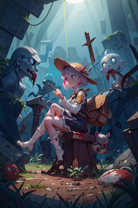 (best quality, masterpiece:1.1), 
<lyco:lilliput:0.85>, 
 , 
<lyco:Better light:0.7>, 
Fedora Hat, Black Frill Hem Dress, Shoulder Cross Bag, High Knee Socks, dark fantasy, deep dark world, surreal, horror theme, blood, lust, (fantasy, medieval, ancient:1.2), 
 (Sitting Legs Crossed, Hands Between Legs:1.2), 
cowboy shot, sideview,    
1girl, 
lovely medium small breasts,  bright face,      
white eye, 
[silver hair|pink hair], short hair, flipped hair, dreadlocks,
