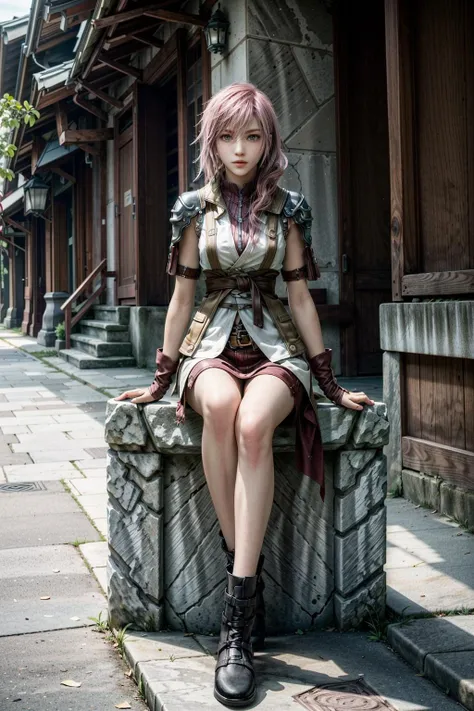 (masterpiece, best quality:1.3)
<lora:epi_noiseoffset2:1> <lora:add_detail:0.7>   <lora:LightningFF13:0.8>
LightningFF13,  1girl, solo, pink hair, full body, sitting, stunning japanese park