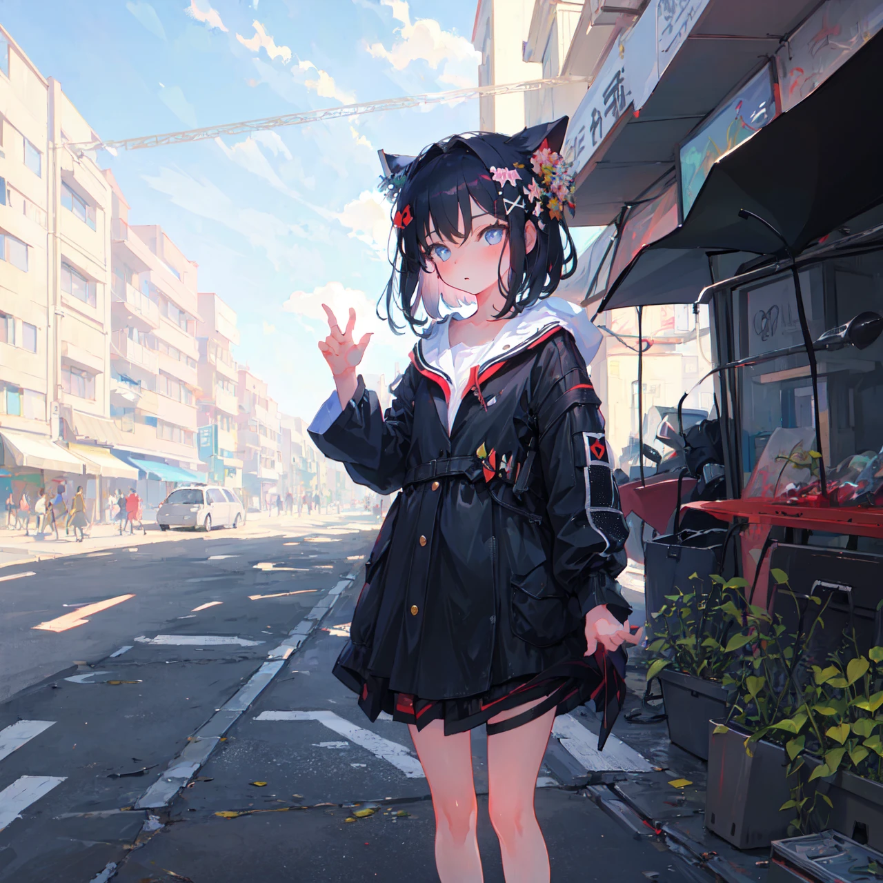 (masterpiece,best quality:1.4),ultra-detailed,illustration,
(solo,1girl,li:1.2),
sity, street, vehicle,