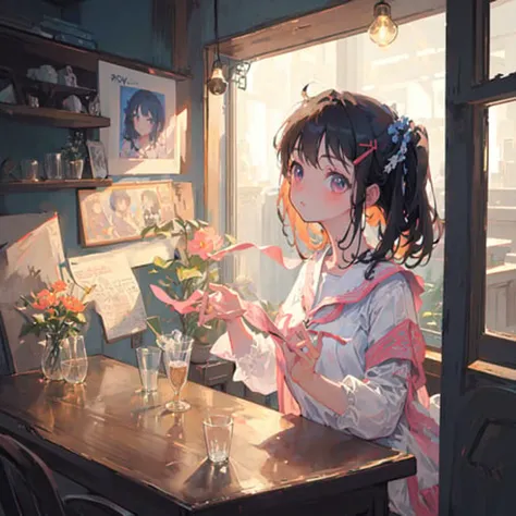 (masterpiece,best quality:1.4),ultra-detailed,illustration,
(solo,1girl,li:1.2),
indoor,glass,