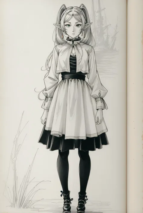 fantasy novel illustration sketch(DaVinci), <lora:СÑÐ¸Ð»Ñ ÐºÐ°ÑÐ°Ð½Ð´Ð°Ñ Ðа винÑи9fantasy novel illustration sketch(DaVinci)):1.2>, <lora:ФÑиÑен пÑовожаÑÑÐ°Ñ Ð² пÑоледний пÑÑÑ(Frieren, twintails, earrings(Ñм одеждÑ):1>, Frieren, twintails, earrings, anime style, anime colors,detailed anime,animeHD, anime eyes, bigger eyes, high quality anime, large anime pupils, 1girl in full growth, best quality, masterpiece, ultra-detailed, high quality,perfect anatomy, perfect full body, (detailed full body), good eyes, perfect face, pretty face