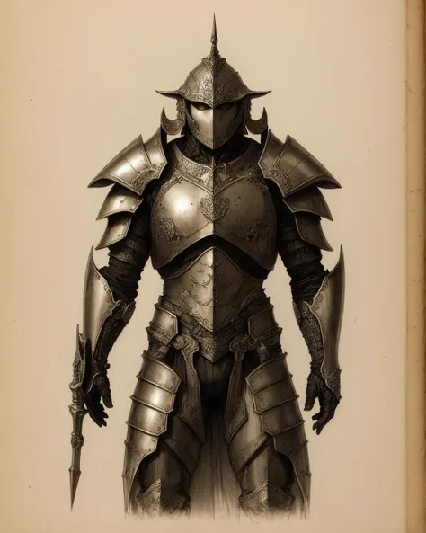 best quality,masterpiece,highly detailed,ultra-detailed, ,<lora:neg4all_bdsqlsz_V3.5:-1> fantasy novel illustration sketch, (Scale armor),An armor made of overlapping scales of metal by DaVinci
<lora:DaVinci_sketchbook:1.25>