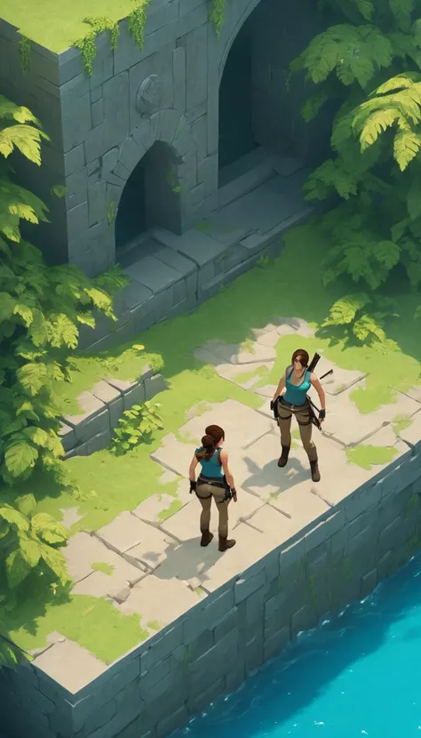 pixel-art Cinematic scene, hero view, Lara Croft <lora:lara_croft_xl_v2:1>, action pose, detailed background, masterpiece, best quality, high quality, highres, absurdres . low-res, blocky, pixel art style, 8-bit graphics