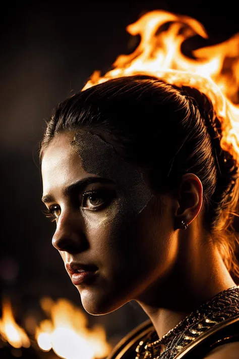 MargaretQ_SoloTI_v1,
Armored in Shadow and Flame (sleek black and gold armor), (fierce battleground engulfed in flames:1.1), (intense close-up amidst the chaos), powerful and relentless aura, (flickering firelight casting dramatic shadows), artistically captured photography, 35mm, vivid and dramatic ambient light, fiery and intense hues, meticulously detailed, (High Detail:1.1), Ferociously focused, intense, dynamic and vibrant lighting, (determined expression in the frame), (steely gaze details), rugged textures, warrior spirit, ((unyielding combatant's presence)), bold tones, battle-worn details, indomitable spirit, stark contrasts,
<lora:add_detail:0.6> epiCPhoto, PA7_Portrait-MCU,