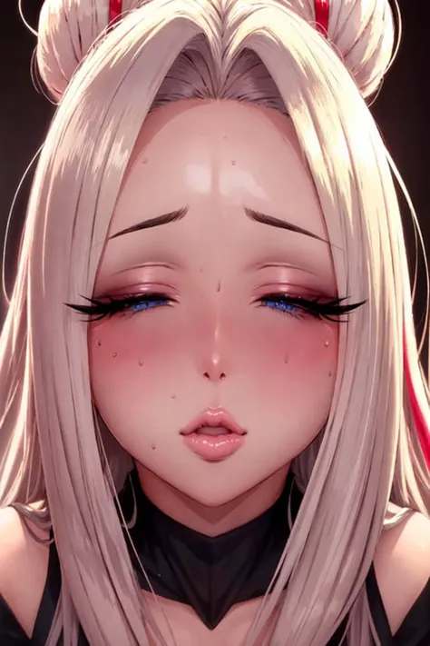 (masterpiece:1.2), (best quality:1.2), perfect eyes, perfect face, perfect lighting, 1girl, mature female, long hair, colorful streaks, pompadour cut, face focus, close-up, blushing, thick eyelashes, eyeshadow <lora:incomingKissConcept_v10:1> <lora:fellatrixStyle_v1:0.6>