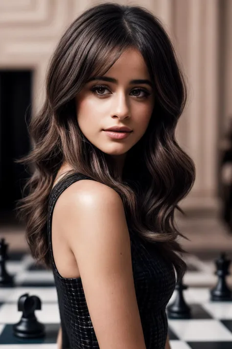 CamilaC_SoloTI_v1,
(In a tailored plaid dress, paired with a chic beret and classic cat-eye sunglasses, for a stylish and intellectual look), (Amidst the hushed ambiance of a grand chess tournament hall, where the intense focus of competitors is palpable, and the air is thick with anticipation:1.3), (poised:1.3),(analog, cinematic, soft focus, muted colors, cinematic shot:1.3),
<lora:add_detail:0.6> epiCPhoto, PA7_Portrait-MCU,