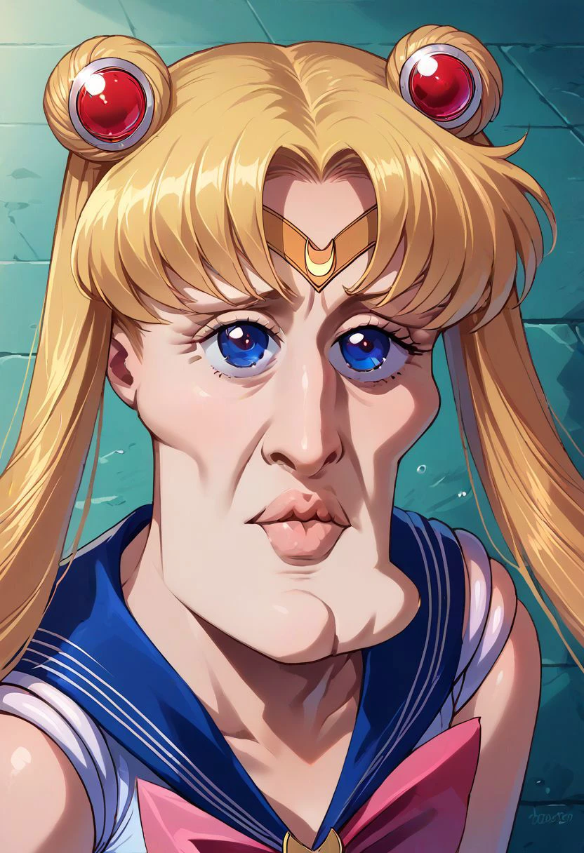 score_9, score_8_up, score_7_up, BREAK <lora:handsomize_x_pdxl_v1:1> handsomize, Sailor Moon, dramatic pose, detailed, HD, 8k