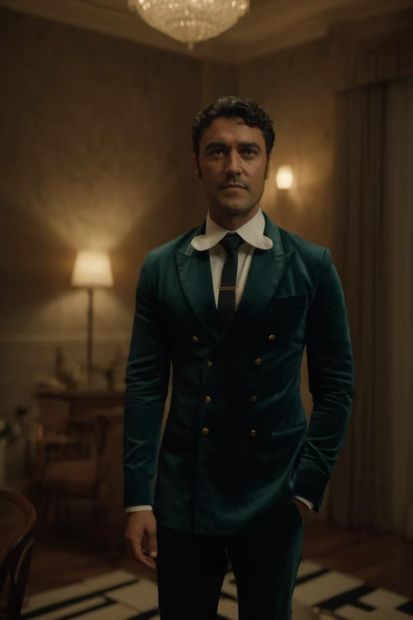 cinematic film still sham sigh at luxury apartment, highly detailed background, full body portrait <lora:One_Piece_XL:0.8> . shallow depth of field, vignette, highly detailed, high budget Hollywood by taika waititi, bokeh, cinemascope, moody, epic, gorgeous, film grain, grainy