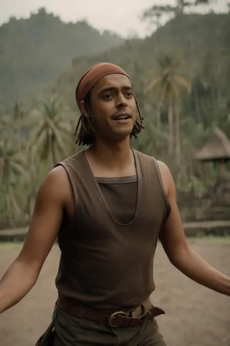 cinematic film still usopp at bali, indonesia, dynamic pose, disapproving shake <lora:One_Piece_XL:0.8> . shallow depth of field, vignette, highly detailed, high budget Hollywood by alfonso cuarón, bokeh, cinemascope, moody, epic, gorgeous, film grain, grainy