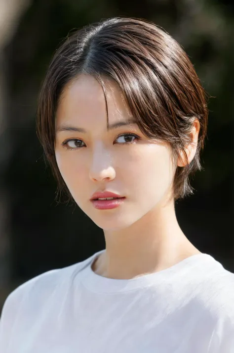 (masterpiece, best quality, beautiful quality, photorealistic, detailed lighting, extremely detailed skin, extremely detailed hair, shadows, 8k, a picture of a mature woman, short hair, black hair, forehead, upper body, 1girl, fcPortrait:1.2), <lora:add_detail:1>, <lora:Masami NagasawaV4:0.8:OUTALL>, (age up years:1.5)