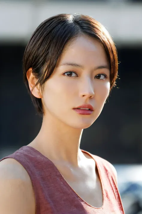 (masterpiece, best quality, beautiful quality, photorealistic, detailed lighting, extremely detailed skin, extremely detailed hair, shadows, 8k, a picture of a mature woman, short hair, black hair, forehead, upper body, 1girl, fcPortrait:1.2), <lora:add_detail:1>, <lora:Masami NagasawaV4:0.8:OUTALL>, (age up 15 years:1.5)
