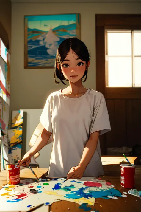 1girl, painting \(medium\),