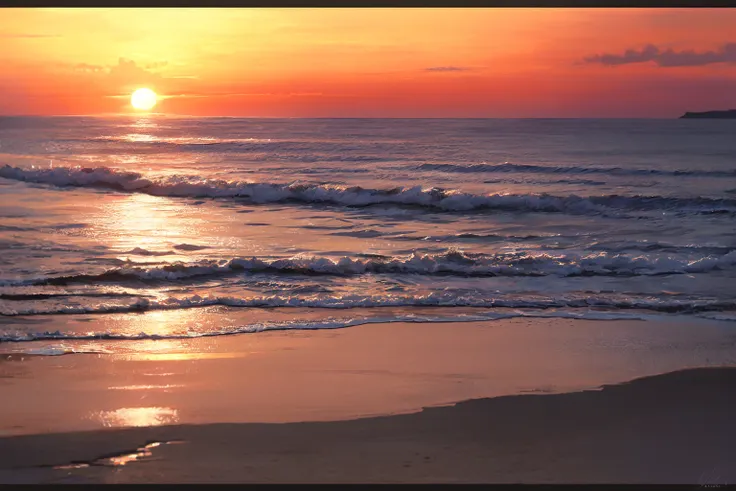 ocean, horizon, sunset, no humans