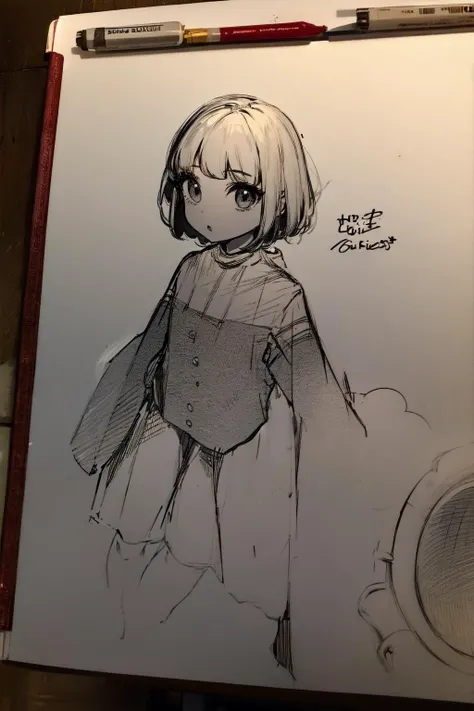 1girl, sketch,