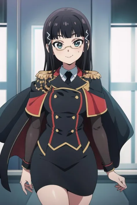 ((masterpiece,best quality)), absurdres,
<lora:Dia_Genjitsu_no_Yohane:0.7>, Dia_Genjitsu_no_Yohane, cape,  pencil skirt, 
solo, smiling, looking at viewer, cowboy shot, 
cinematic composition, dynamic pose,